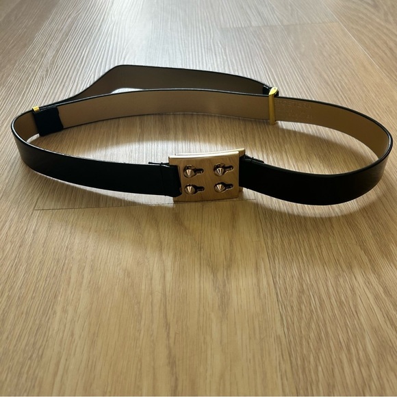 Etcetera Black Leather Belt Gold Stud Buckle Classic Chic main image 5